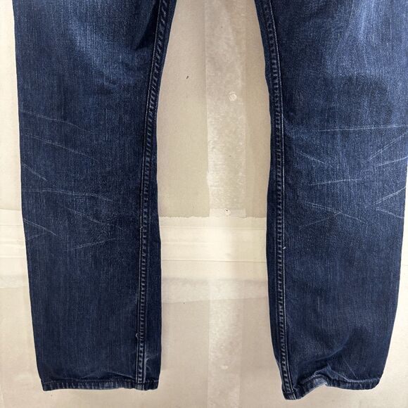 Silvertab Levis Straight Jeans Whisker & Stack Faded Mens 30x30 Dark Wash EUC - Picture 6 of 14